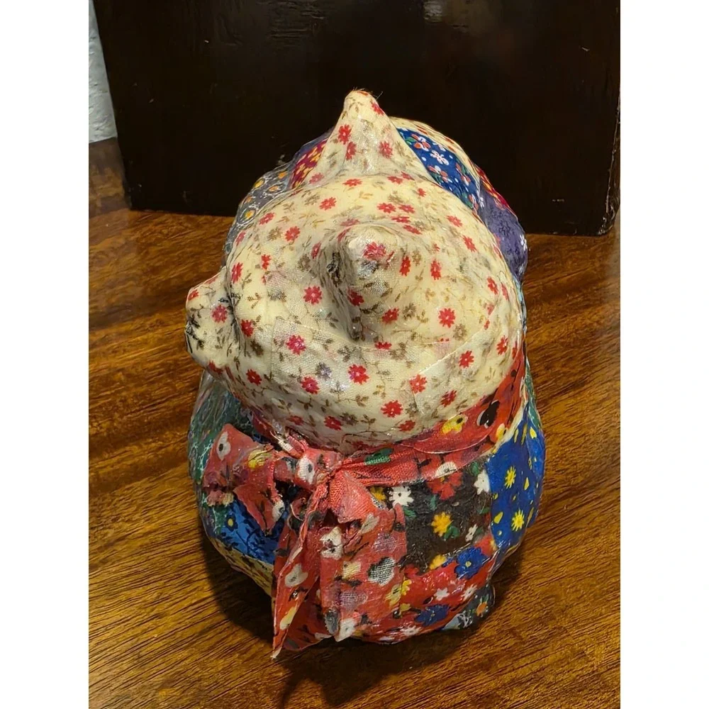 Vintage Calico Cat Figurine  Heavy‎ Ceramic